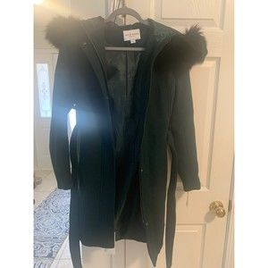 Cole haan Wool jacket with fur hood nwt